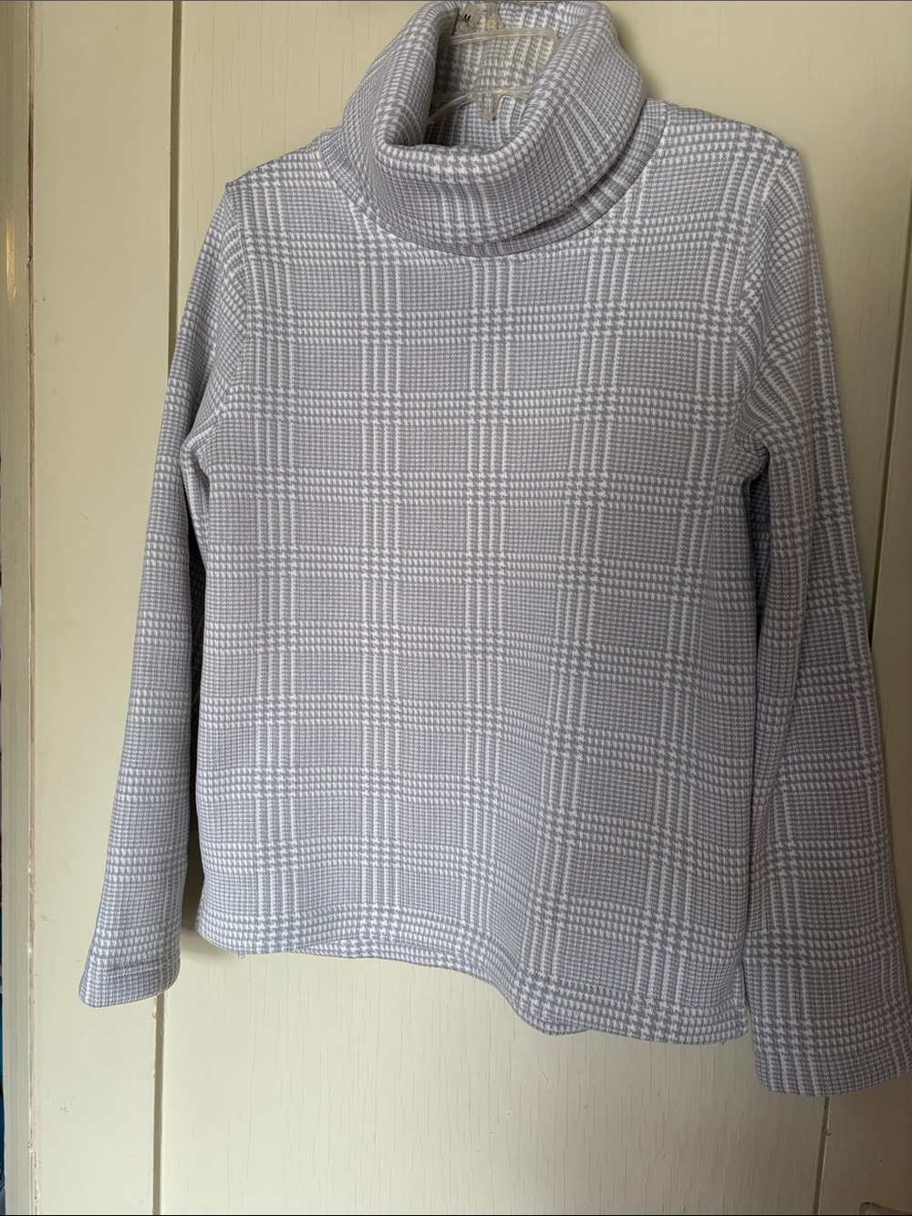 J. Crew Gray Plaid Cowl Neck Sweater